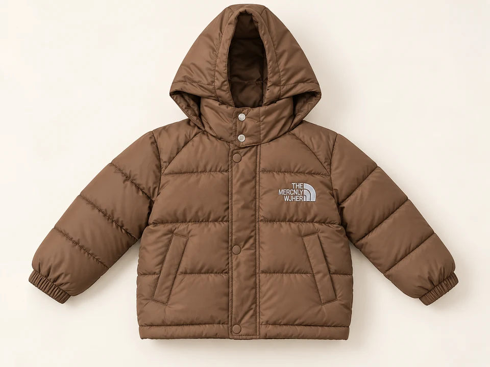 Brown Hooded Padded Jacket on a warm studio background