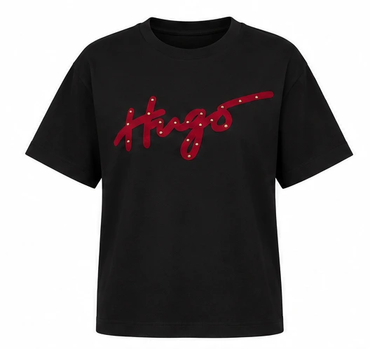 Black Red-script Studded T-shirt
