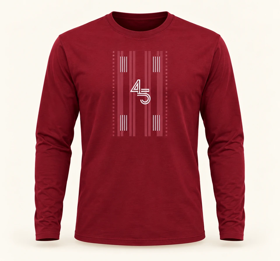 Burgundy 45 Long-sleeve T-shirt — Studio product view