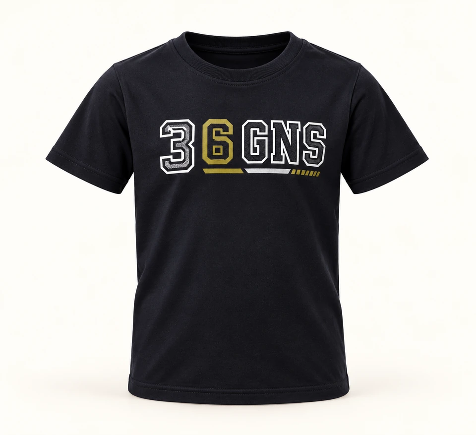 Black Varsity Graphic T-shirt — Studio product view