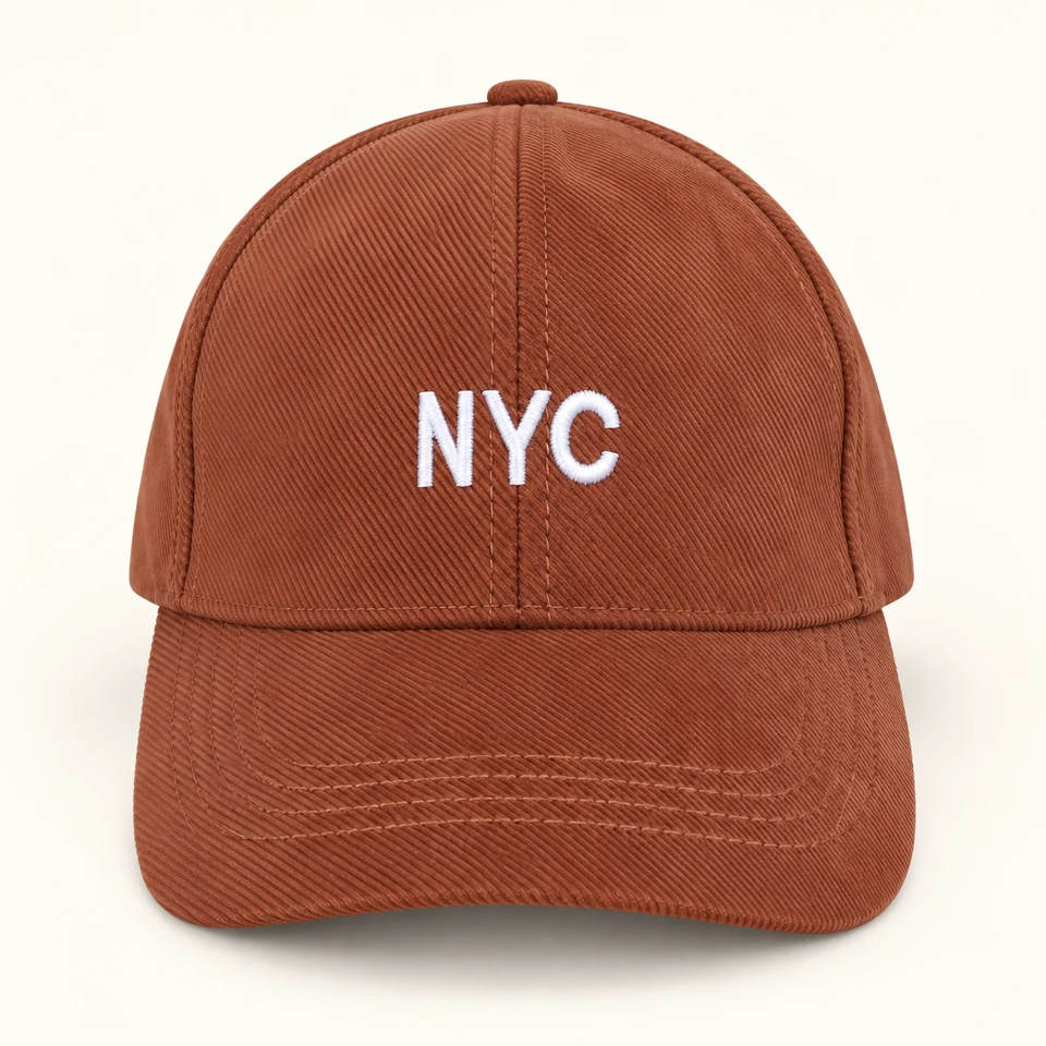 Brown NYC Cap on a warm studio background