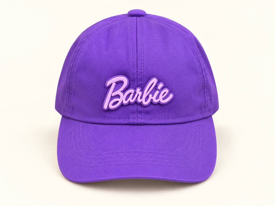Purple Barbie Cap on a warm studio background