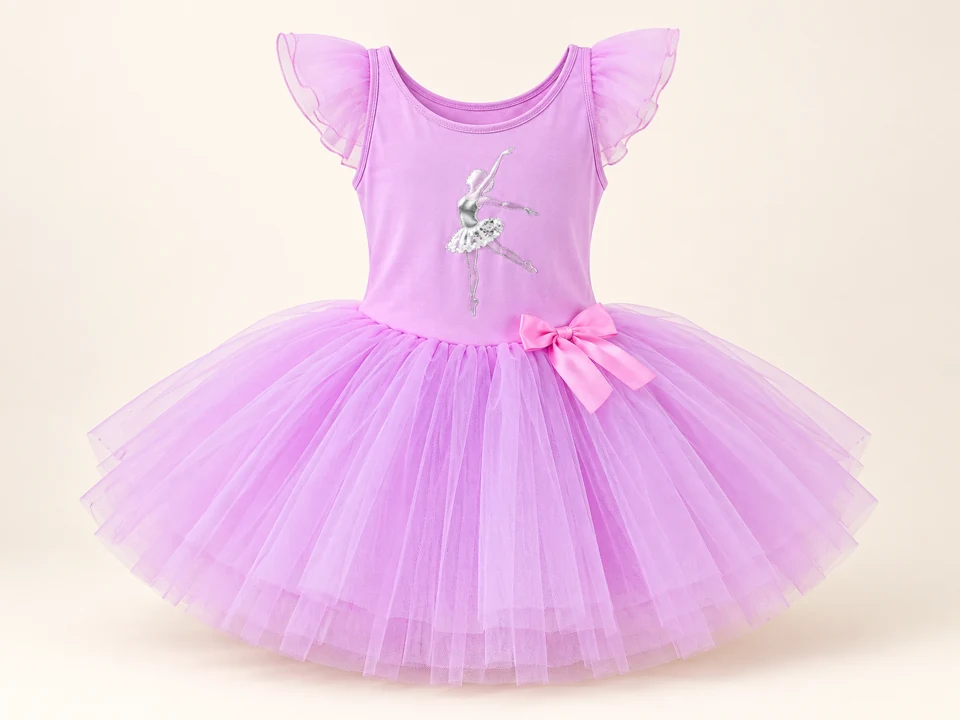 Pink Ballerina Tulle Dress on a warm studio background