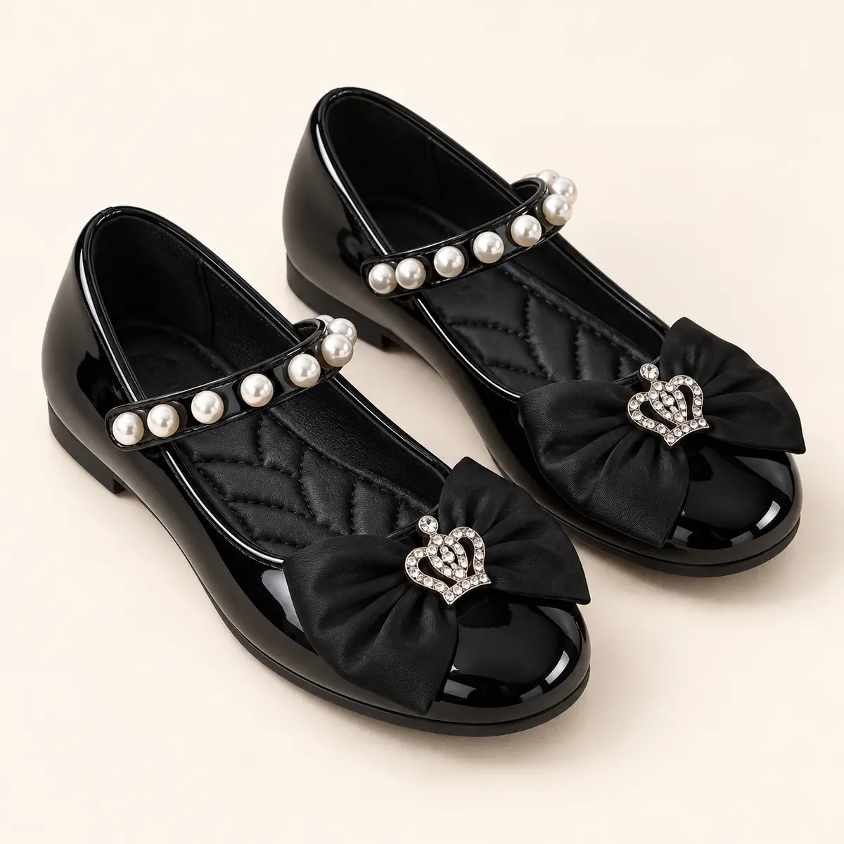 Black Pearl Crown Mary Jane Shoes AI studio illustration