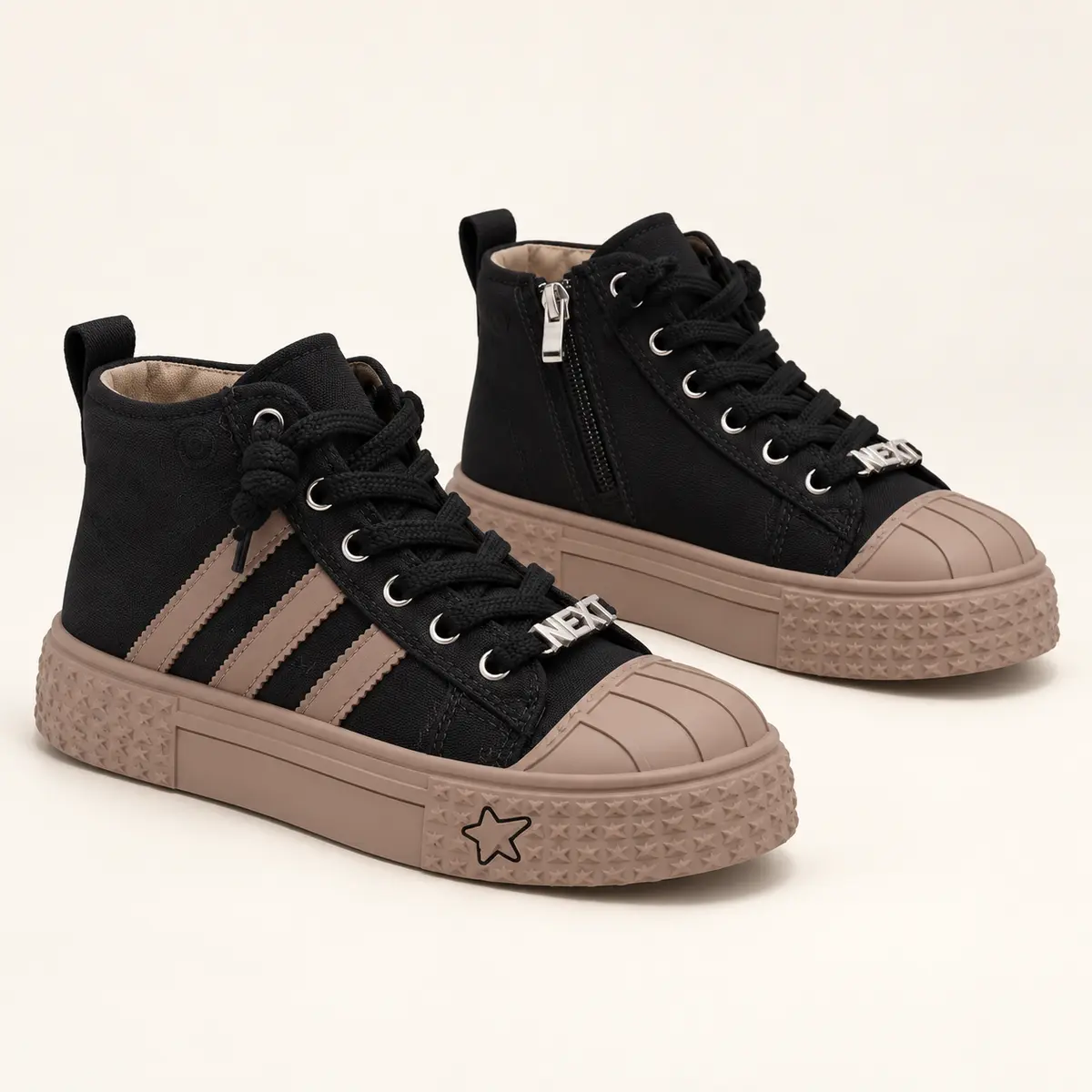 Black Zip High Top Sneakers AI studio illustration