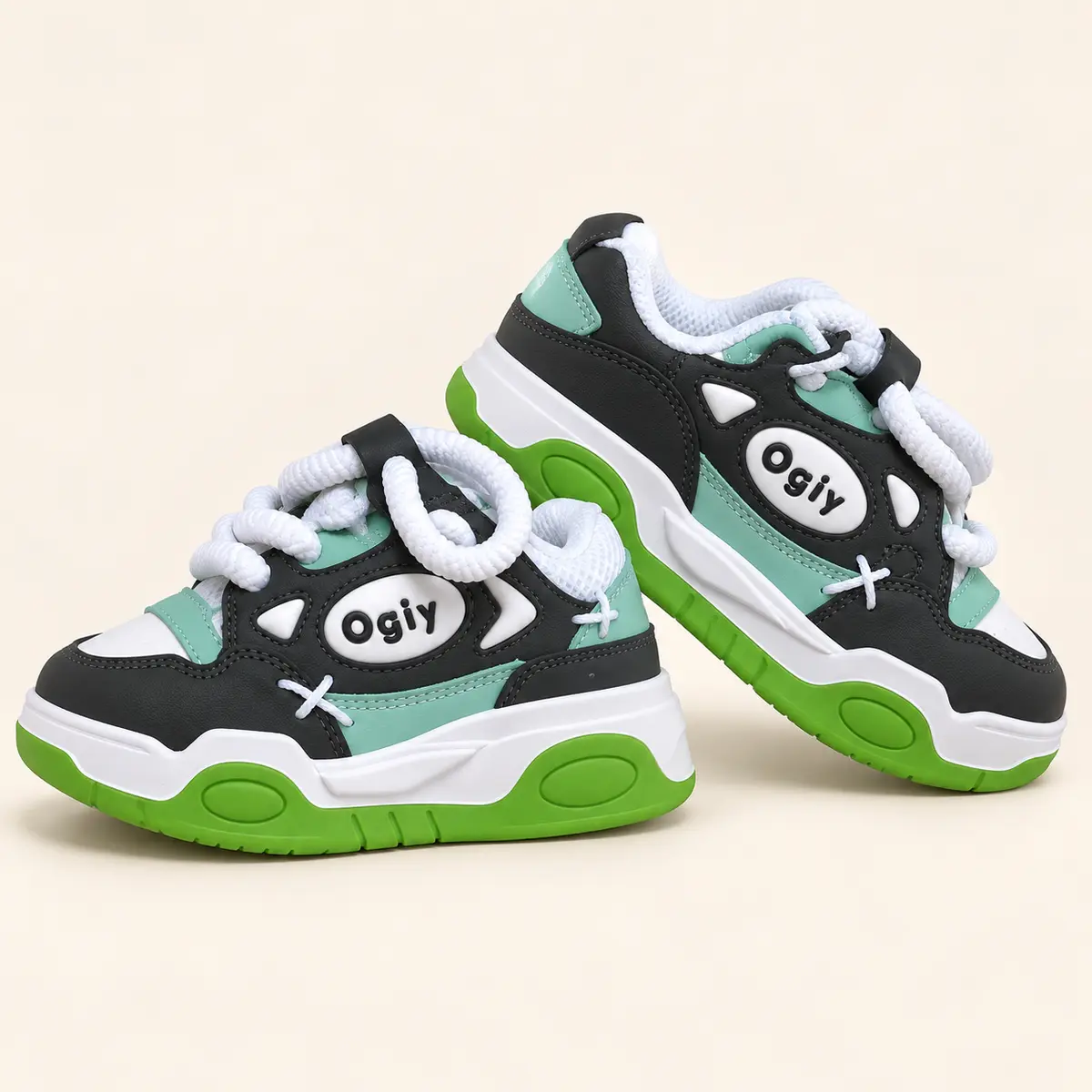 Mint and Green Chunky Sneakers AI studio illustration