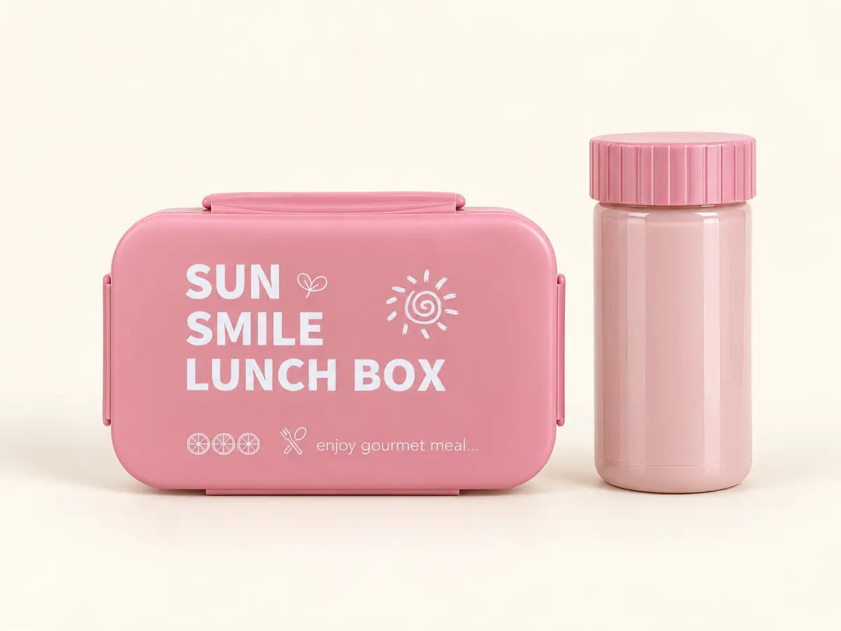 Pink Sun Smile Lunch Box Set in available design examples