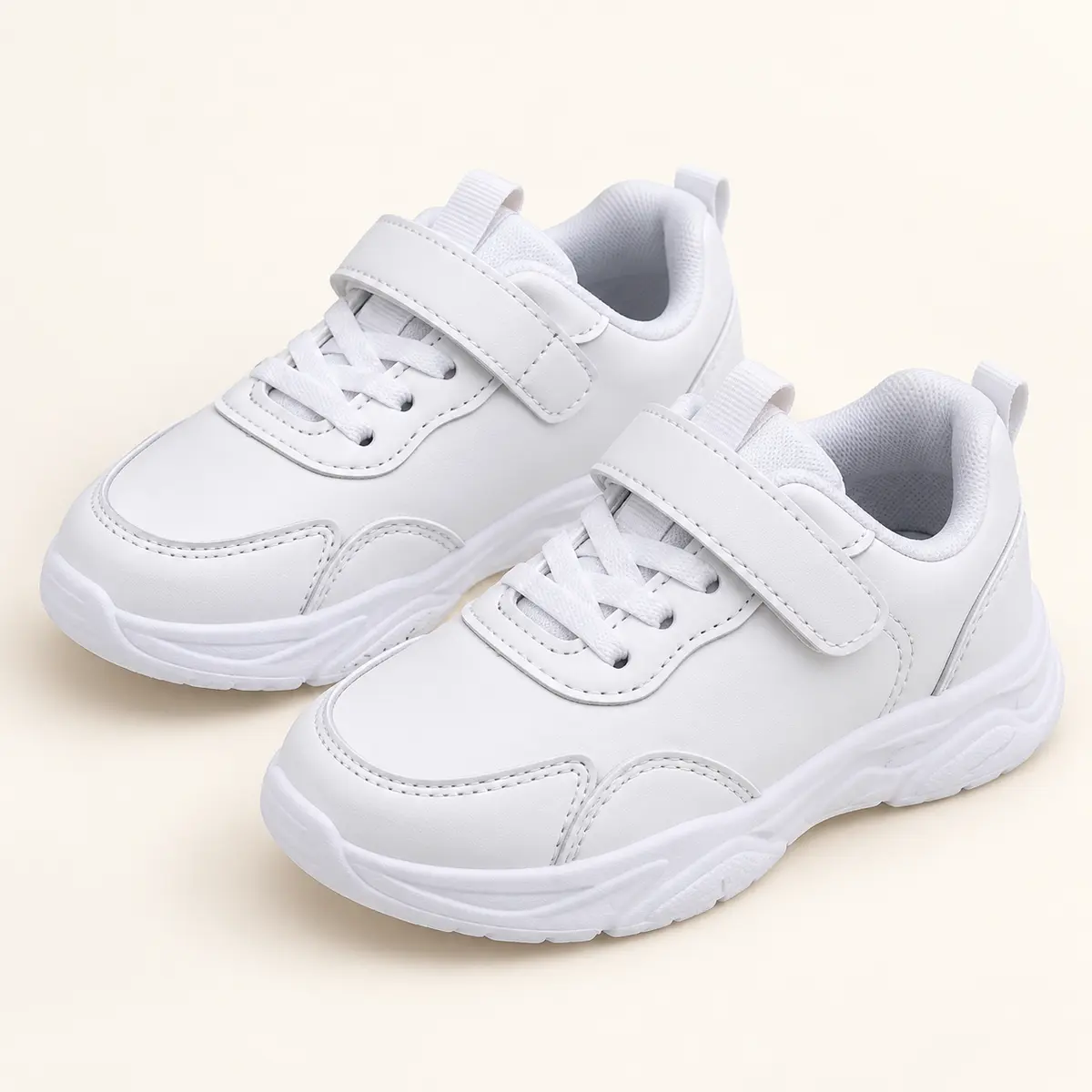 White Plain Toe Strap Sneakers AI studio illustration
